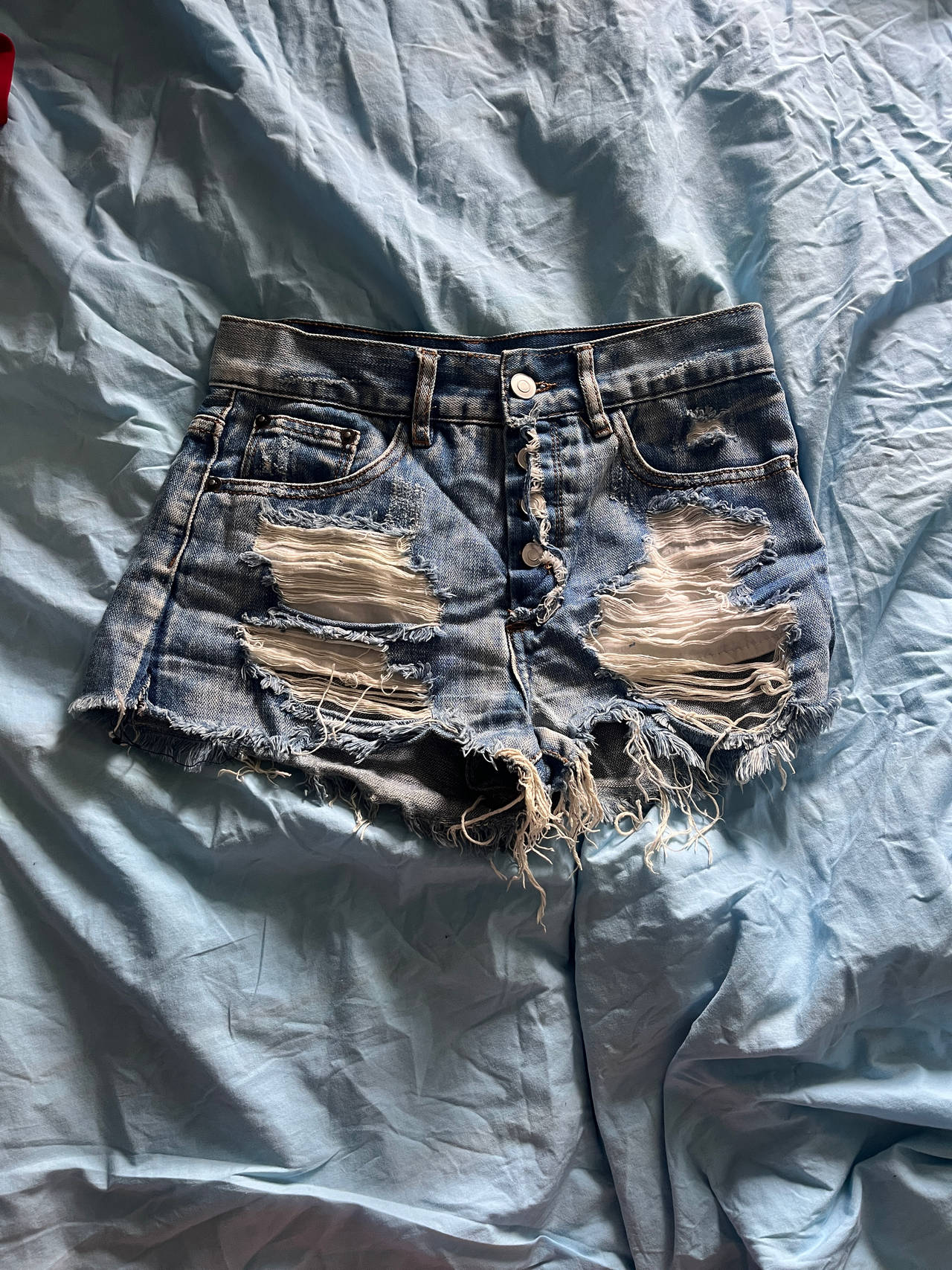 Distressed Denim Shorts