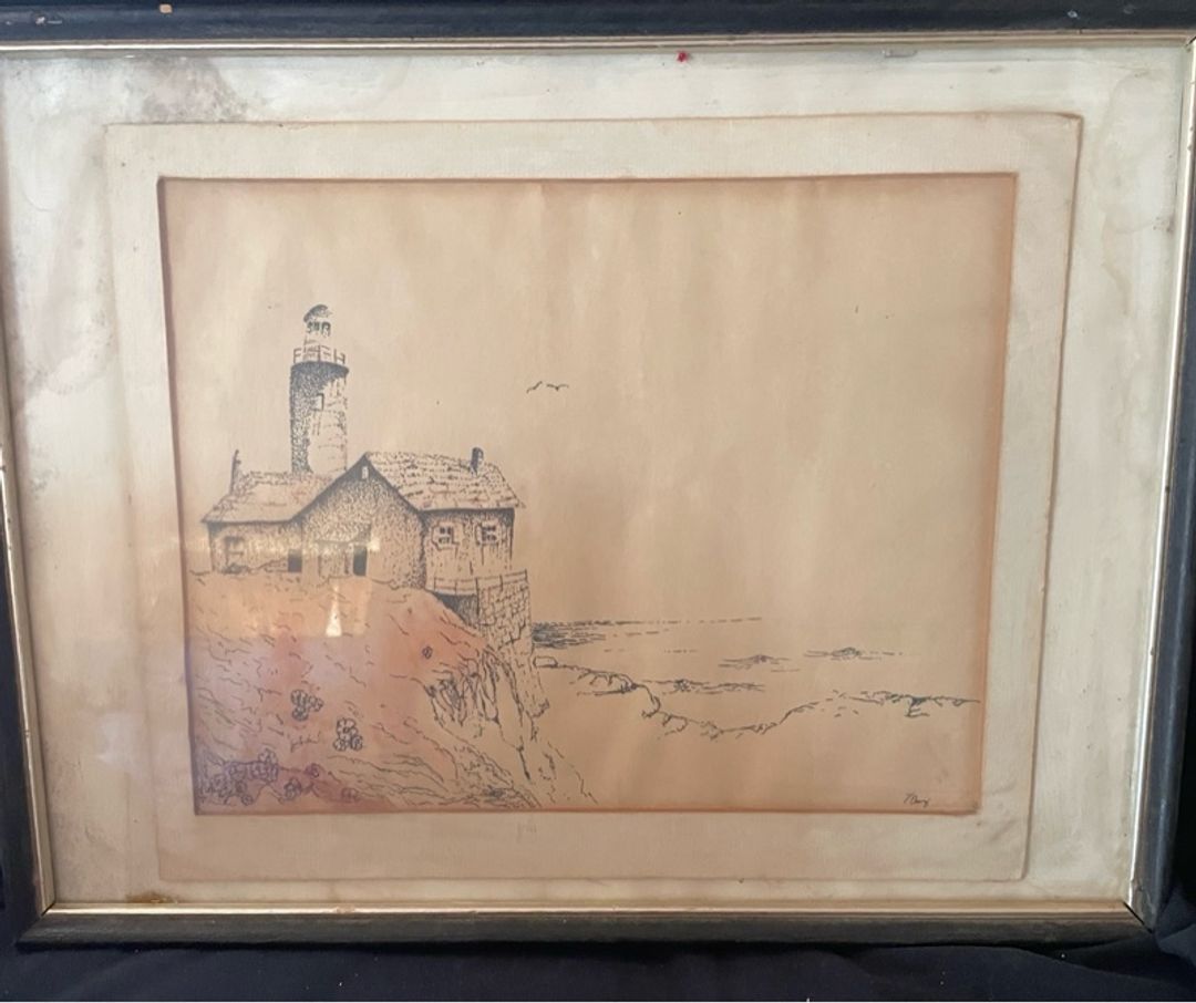 Framed Lighthouse Sketch Art Print