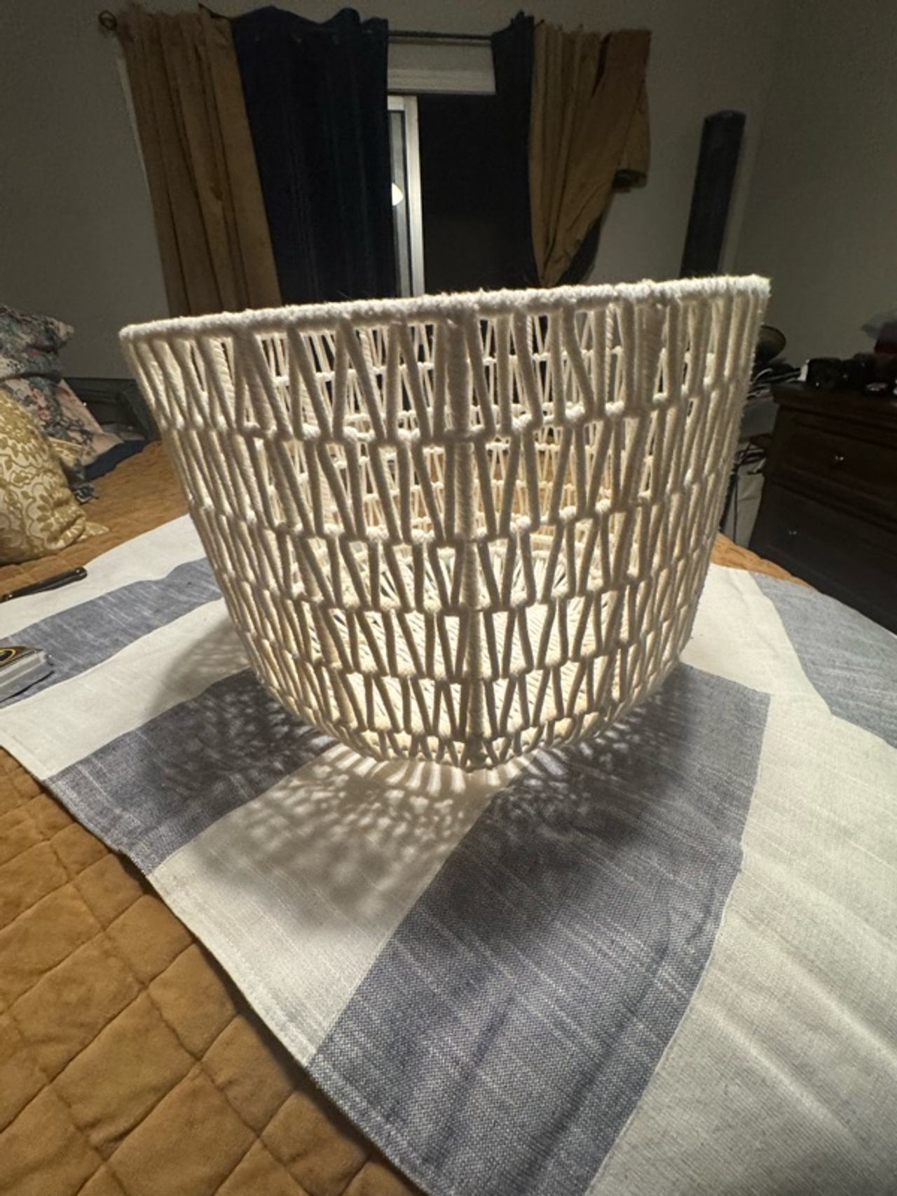 White Round Rope Storage Basket