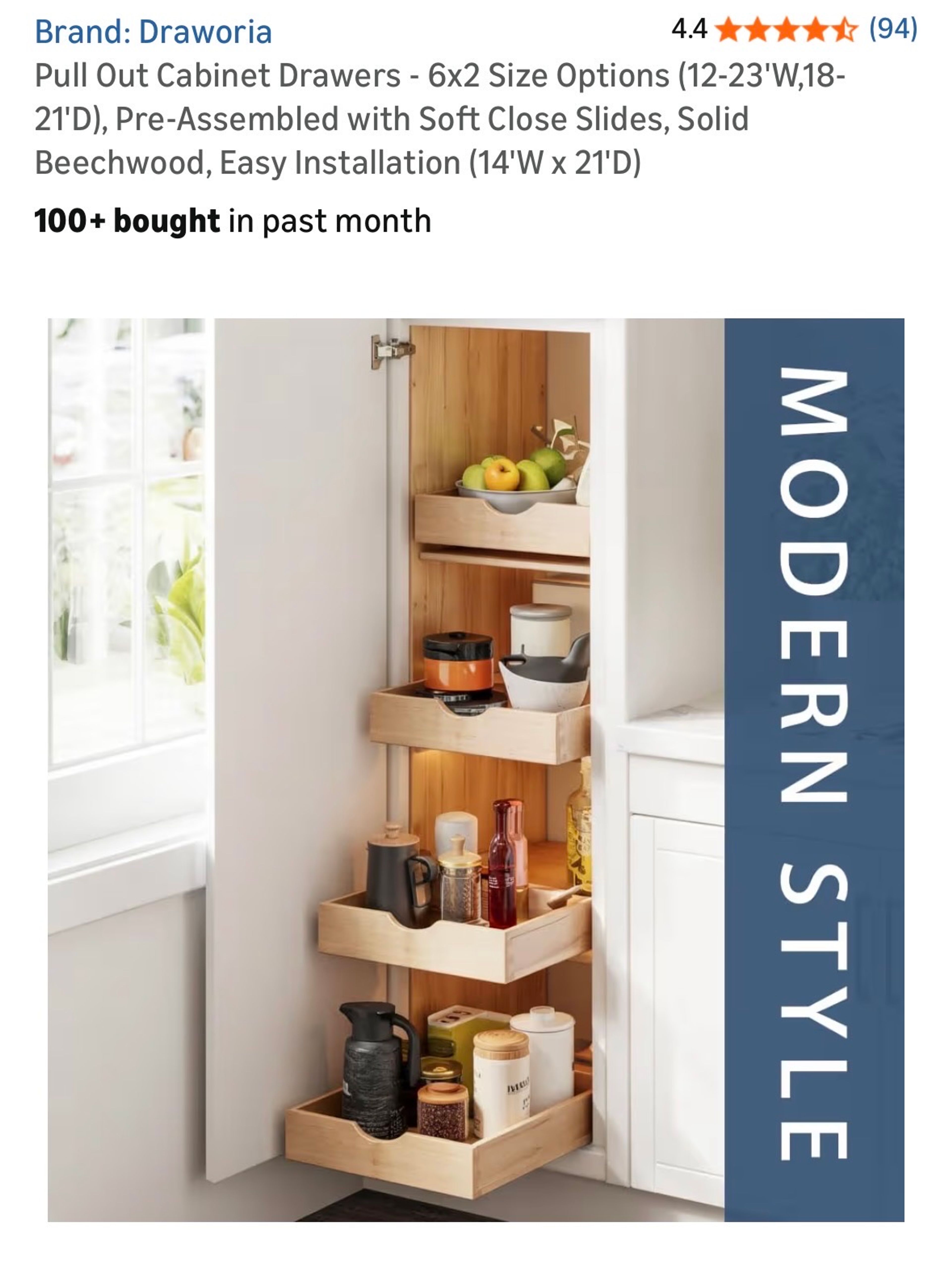 Draworia Pull Out Cabinet Drawer Solid Beechwood - Image 6