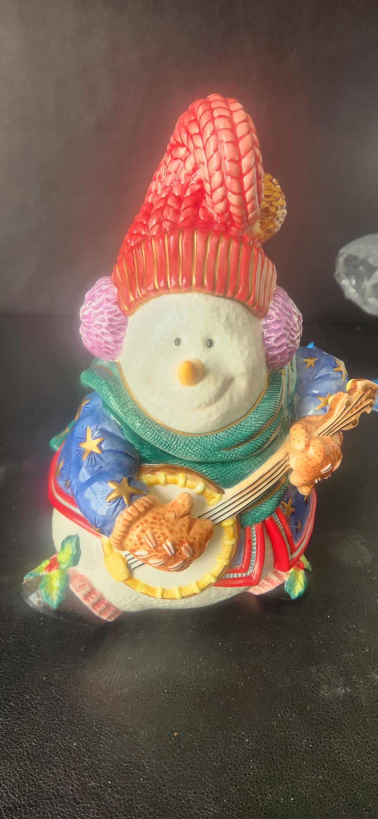 Fitz and Floyd Snowman with Banjo Cookie Jar