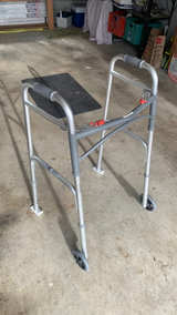 McKesson Height Adjustable Folding Walker with Wheels - Image 2