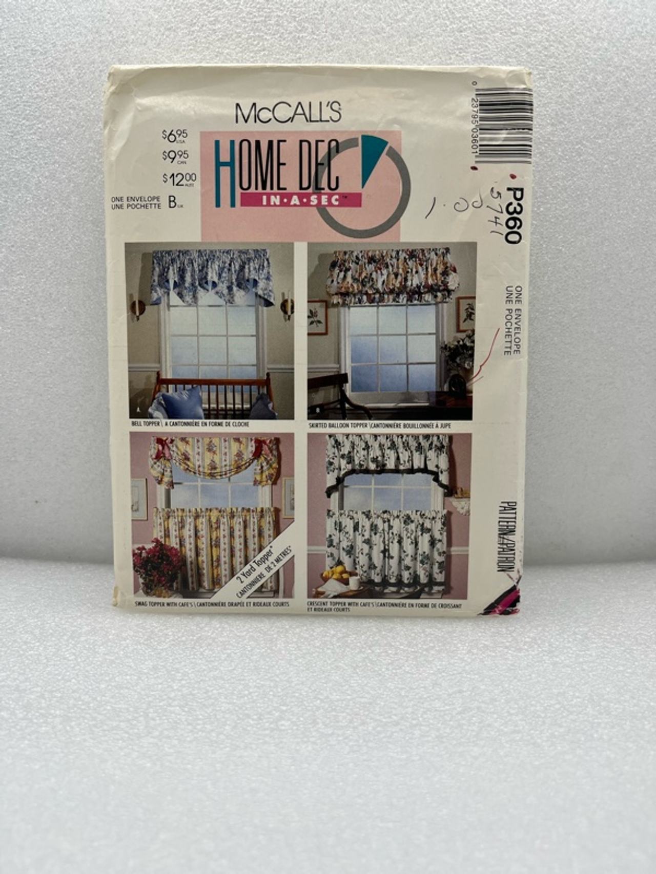 McCall's Home Dec In-A-Sec Window Toppers Pattern