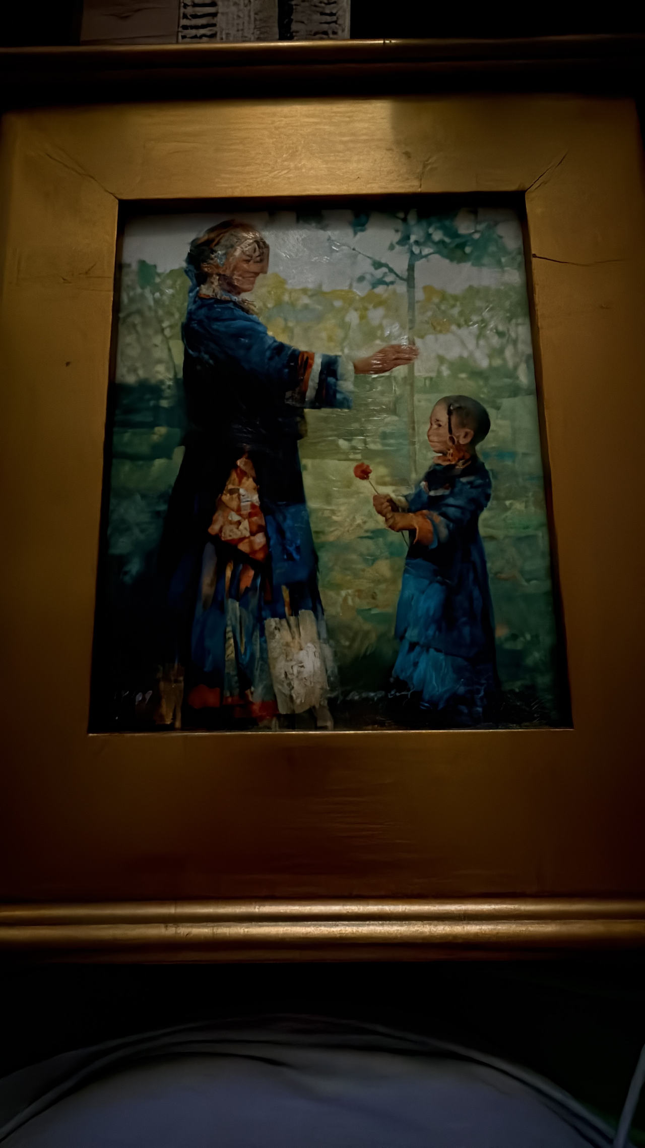 Framed Painting of Woman and Child