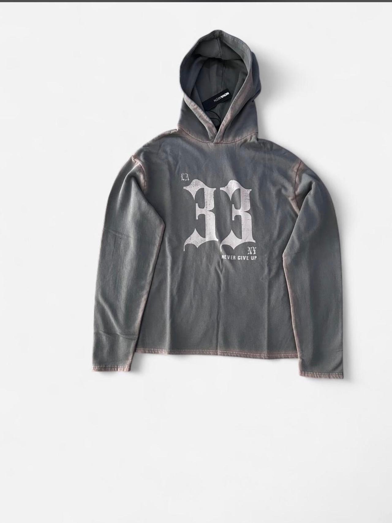 MNML 33 Never Give Up Hooded Long Sleeve Tee