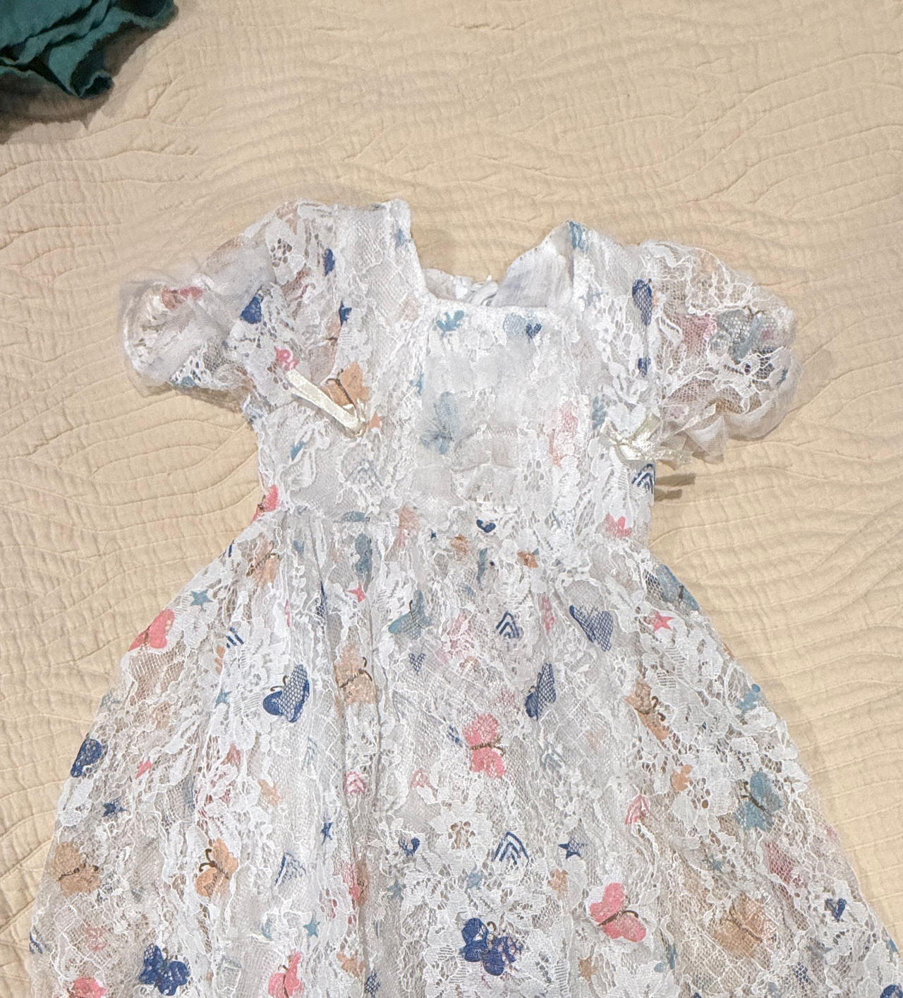 Girls Lace Butterfly Print Dress