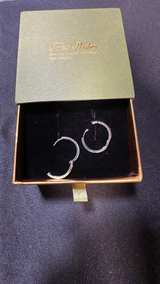 Sterling Silver CZ Pave Hoop Earrings - Image 2