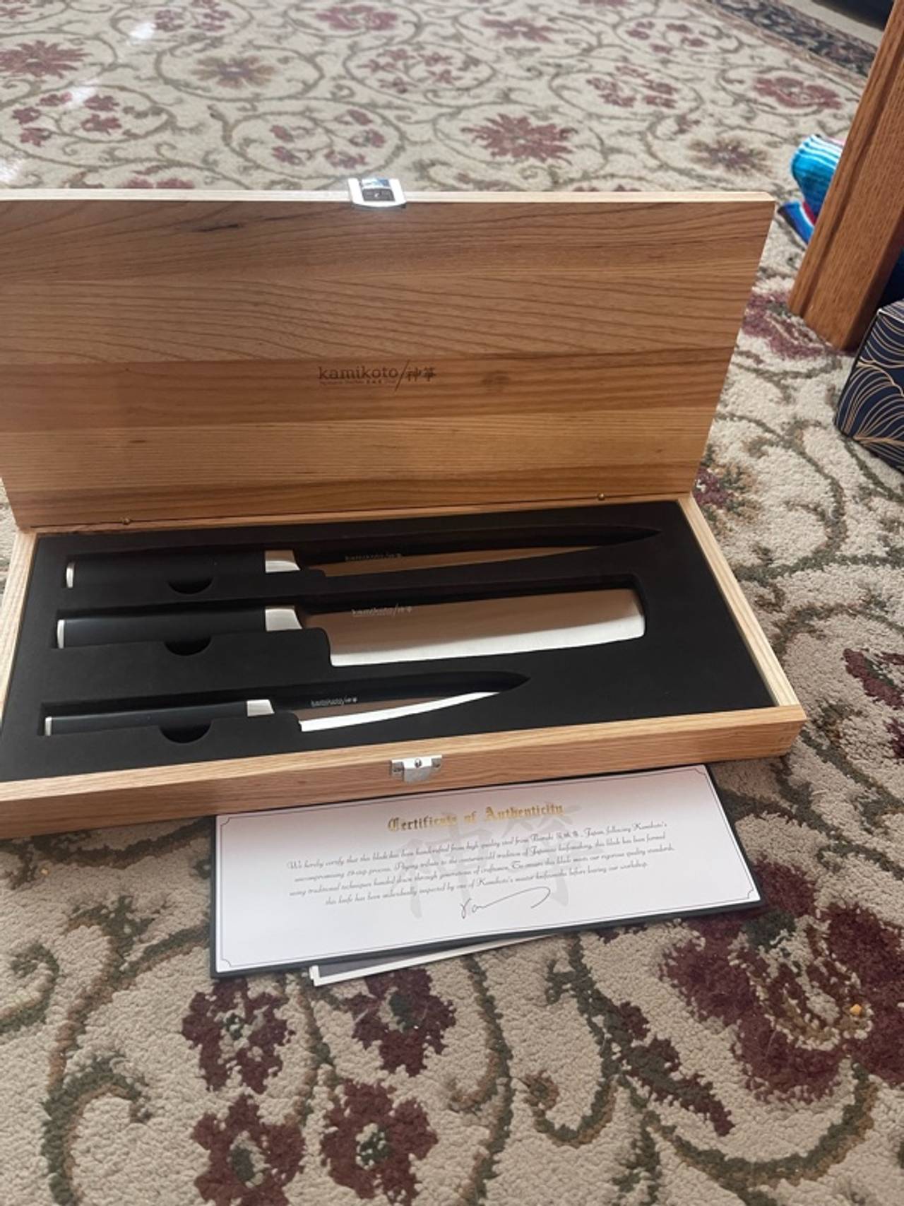 Kamikoto Kanpeki Knife Set Japanese Steel Chef Knives with Wood Box