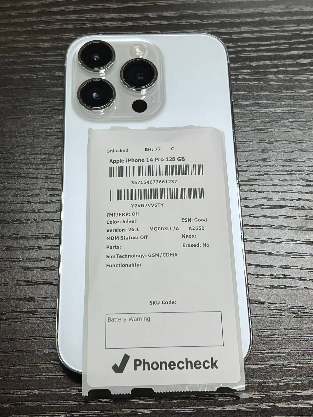 Apple iPhone 14 Pro 128GB Silver Unlocked