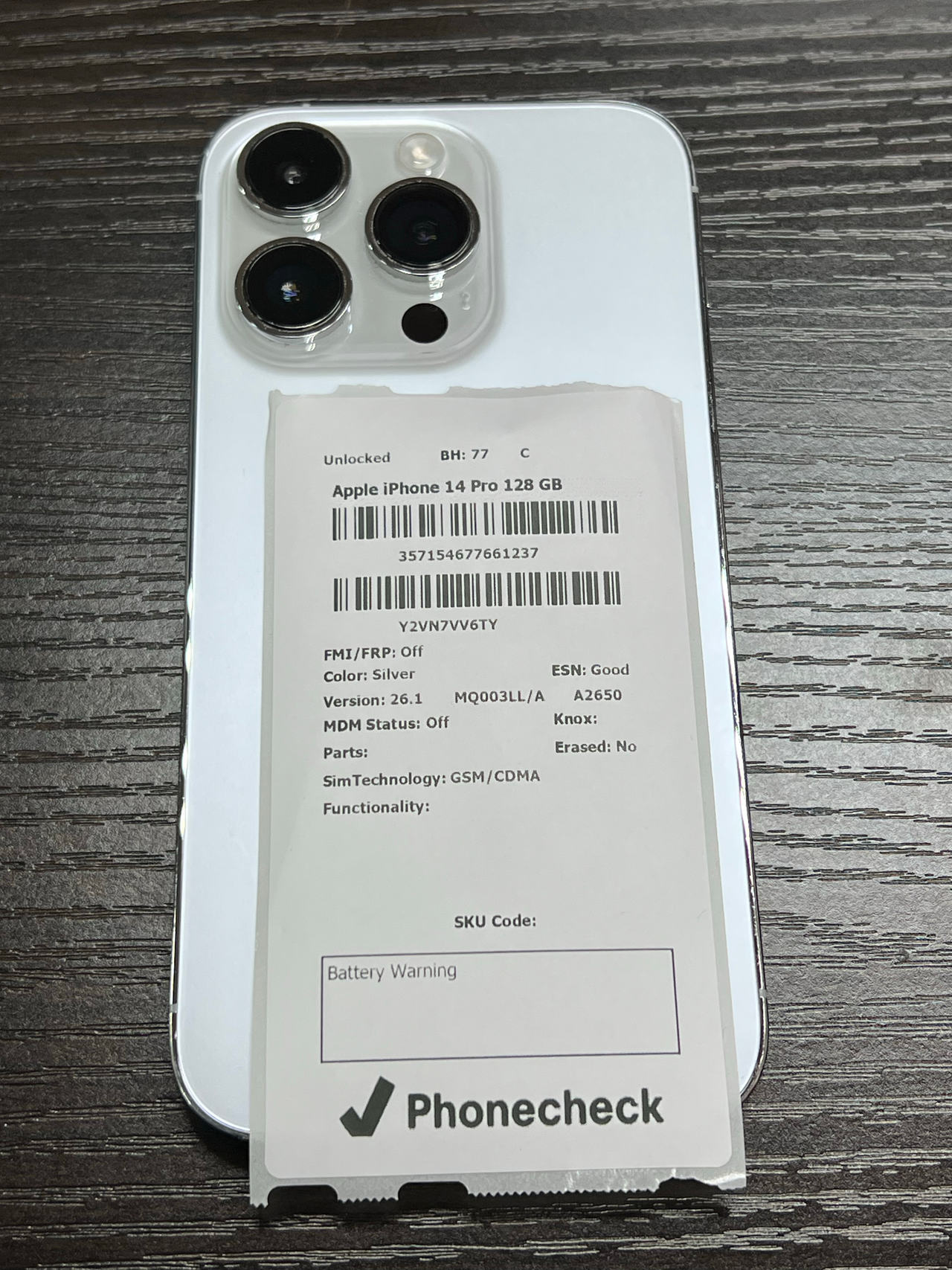 Apple iPhone 14 Pro 128GB Silver Unlocked