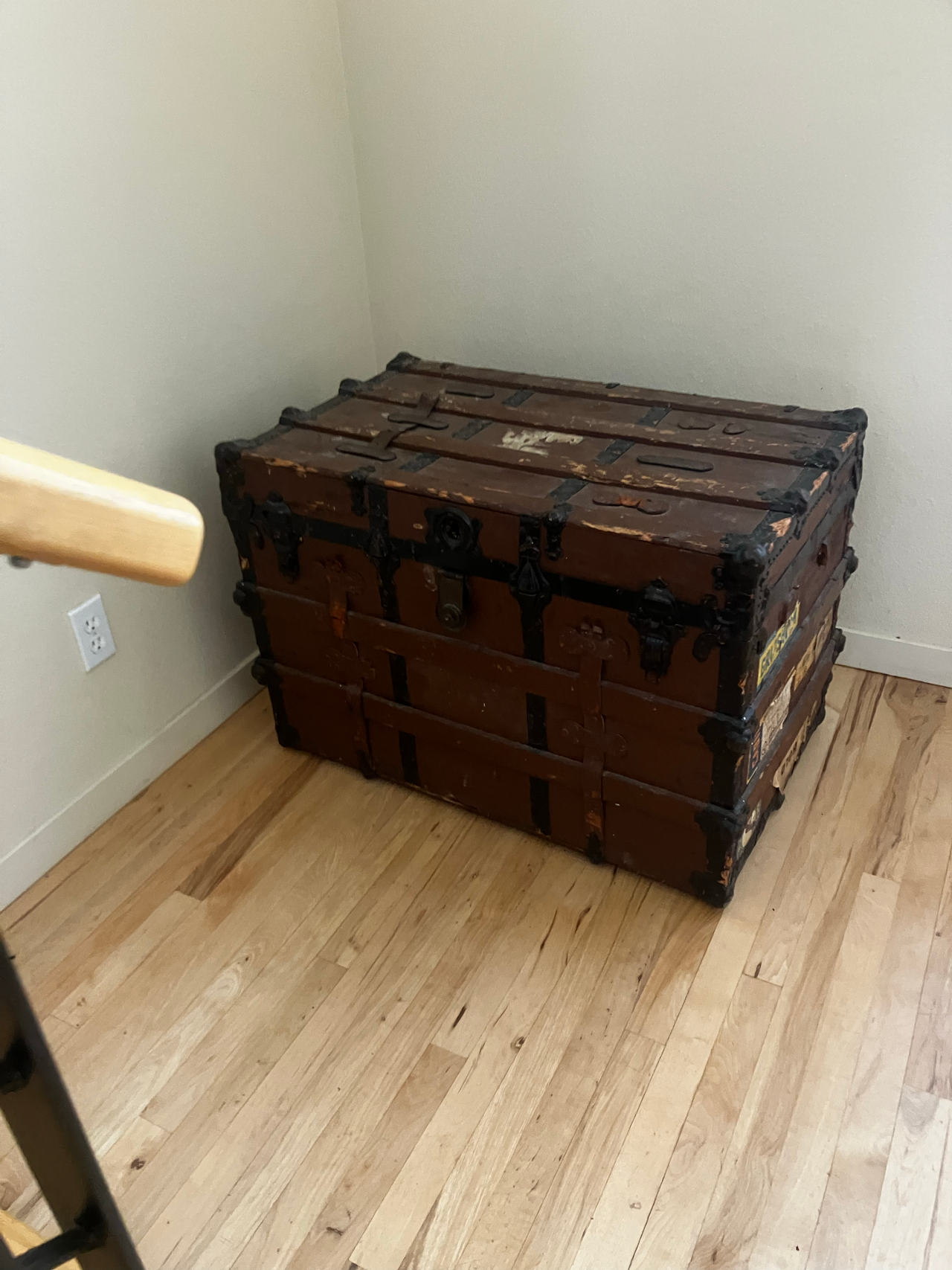 Antique Wood and Metal Steamer Trunk