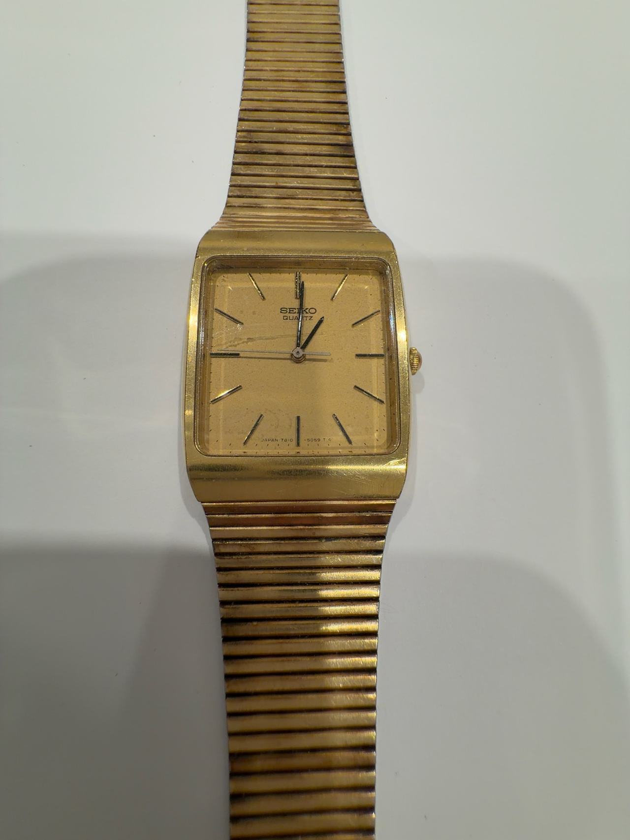 Seiko Tank Gold Quartz Vintage Watch