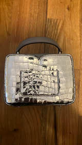 Kate Spade Vanity Metallic Croc Embossed Mini Top Handle Bag Silver - Image 2