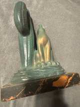Patina Howling Clay Coyote Statue - Image 5