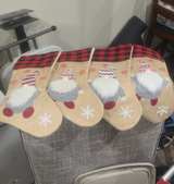 Gnome Burlap Christmas Stockings Set of 4 - Image 2