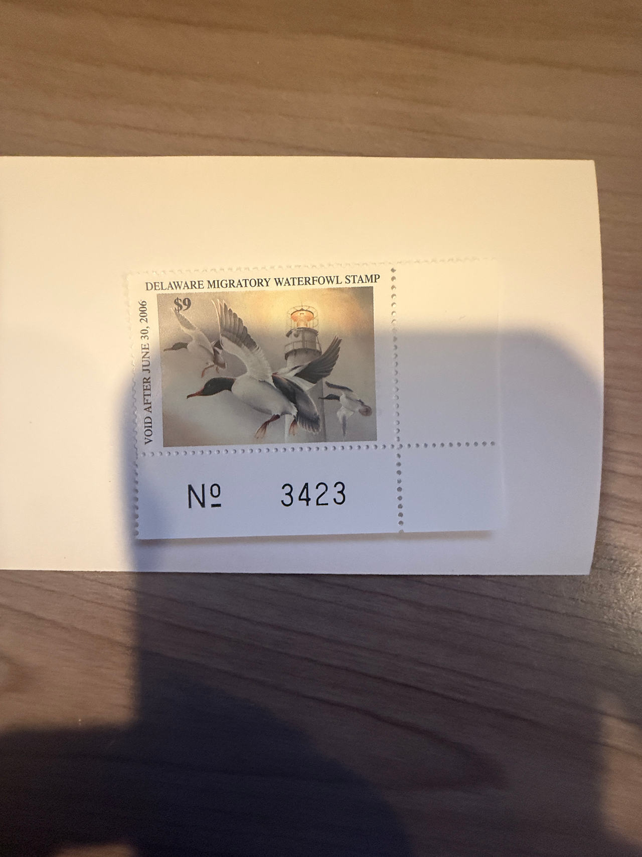 2005 Delaware Migratory Waterfowl Stamp $9 Plate Number Single