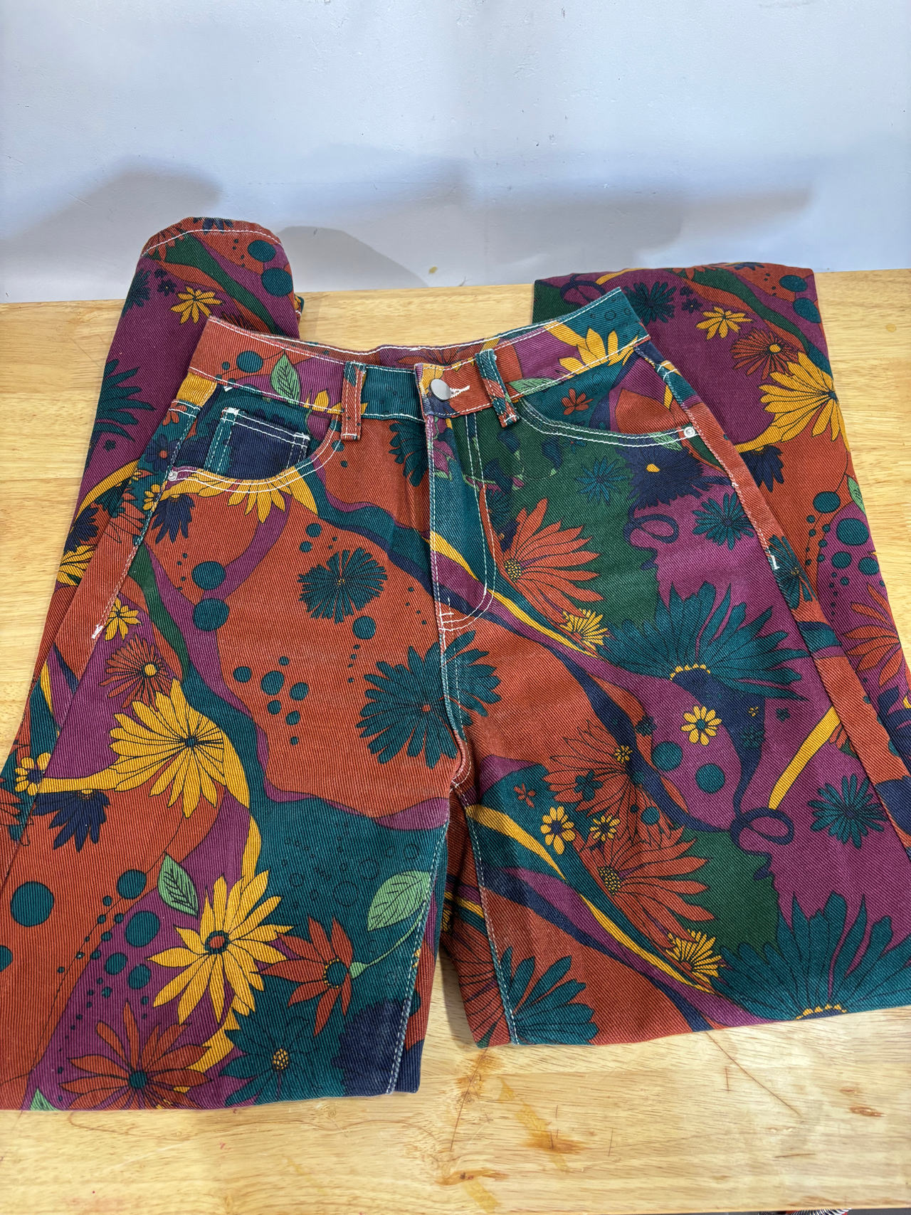 Vintage Corduroy Floral Pants