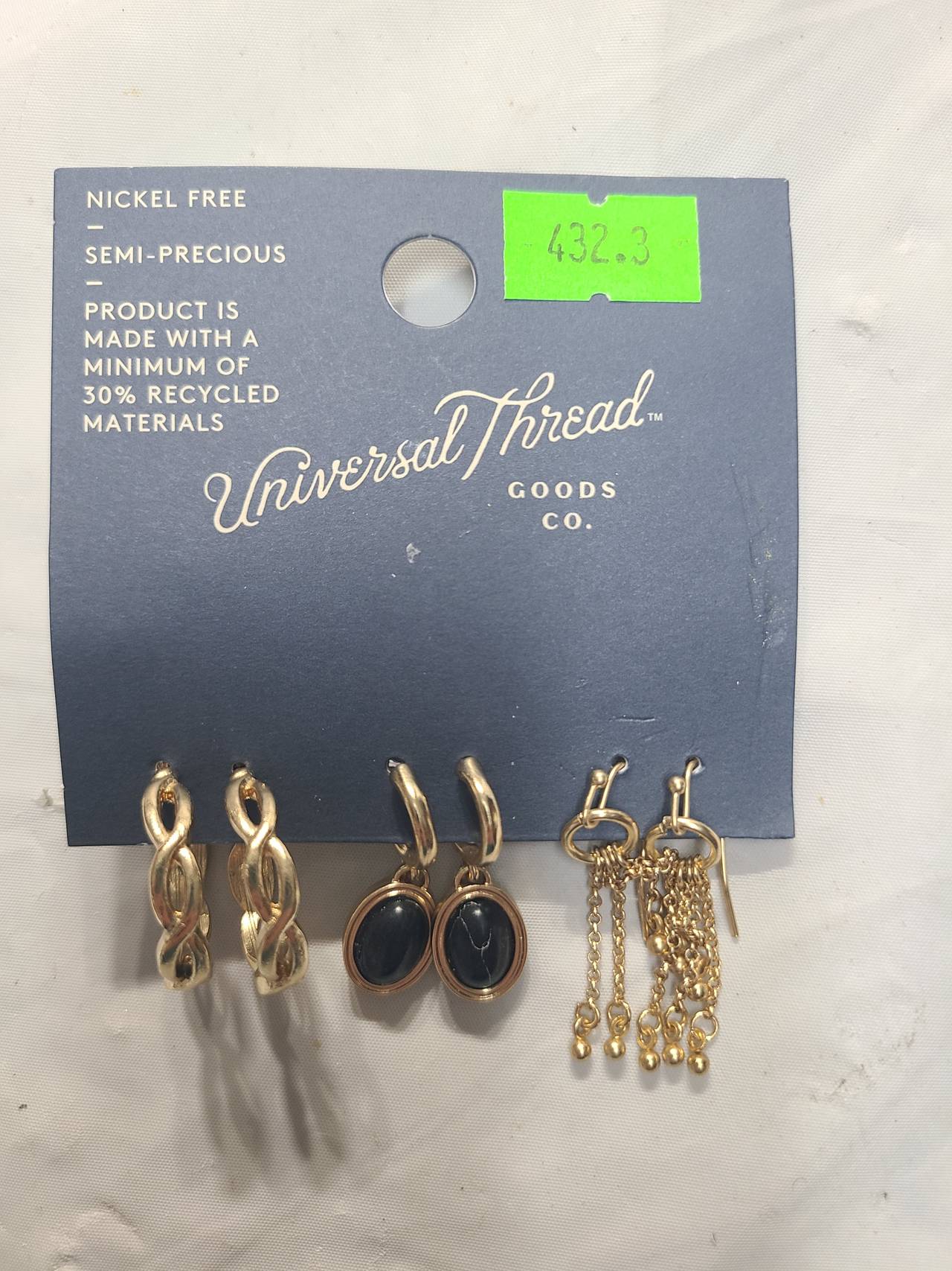Universal Thread Semi-Precious Earring Set 3pc