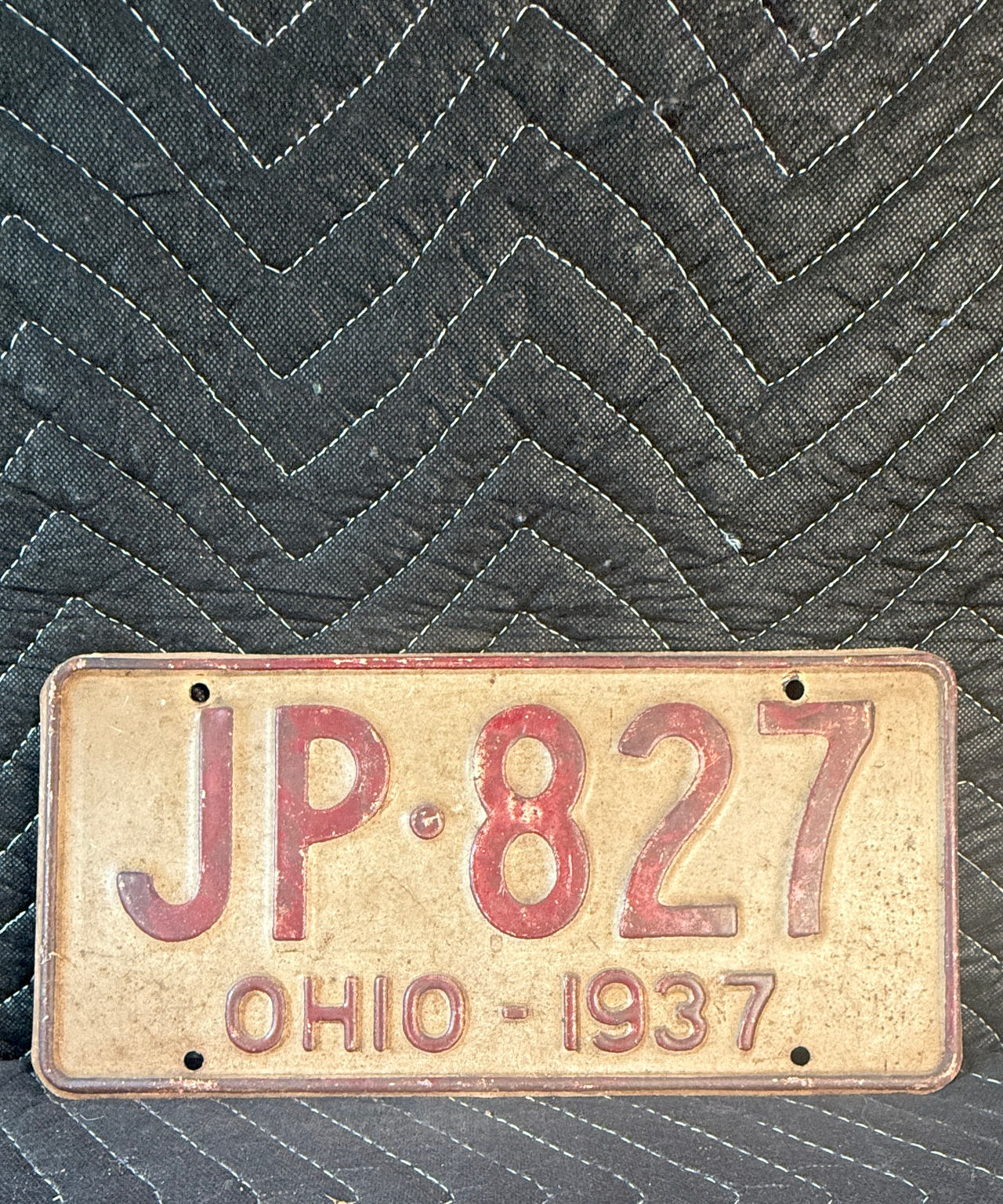1937 Ohio License Plate JP-827