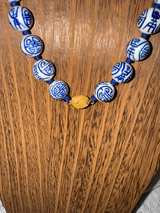 Chinese Blue & White Porcelain Hand-Knotted Bead Necklace - Image 3