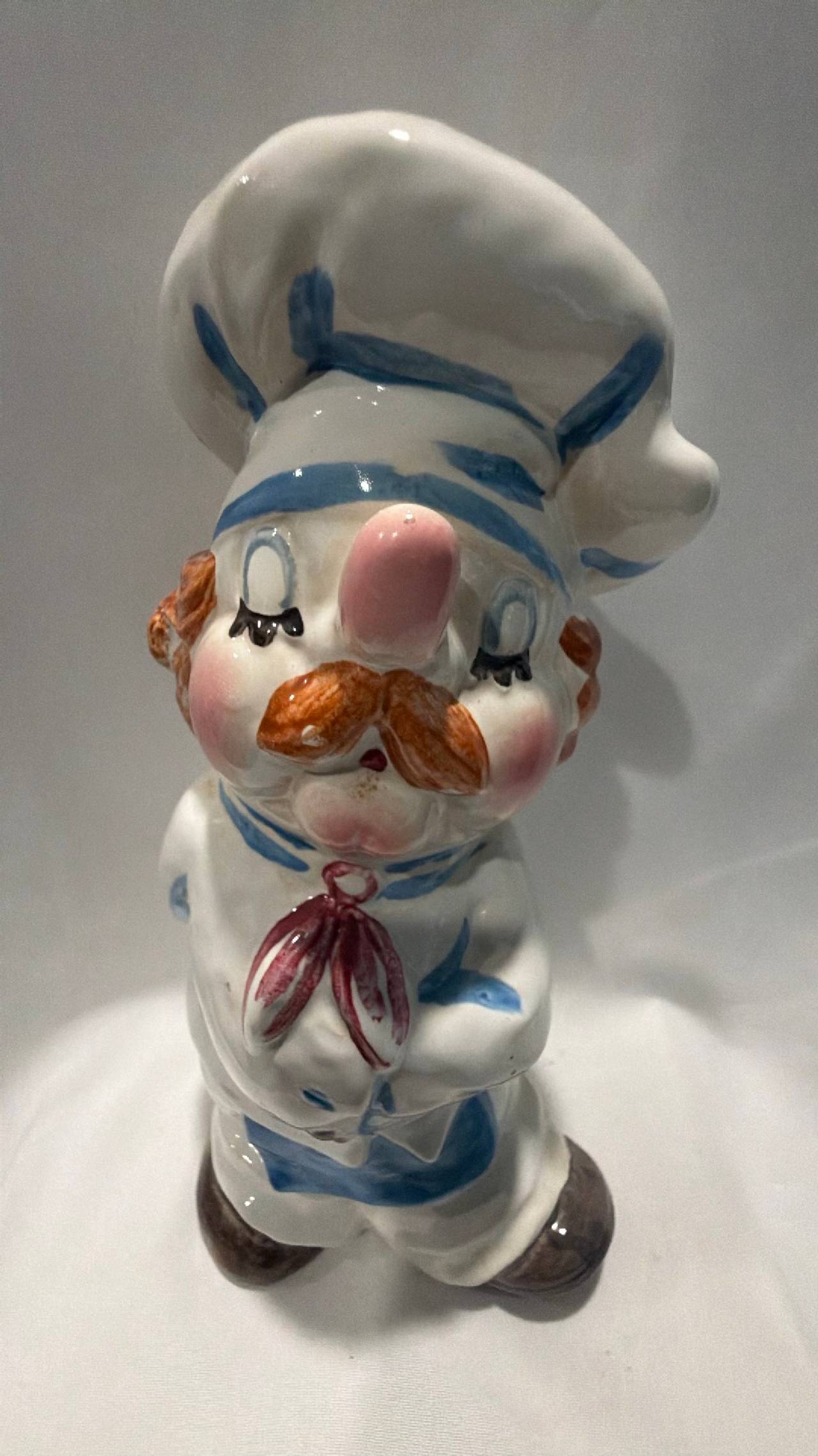 Vintage Goebel Piggy Bank Figurine German Chef Cook no key