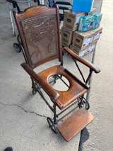 Knauth Bros. Antique Oak and Cane Wheelchair - Image 4
