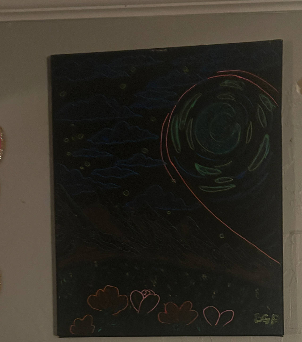 Original Abstract Night Landscape Painting on Canvas