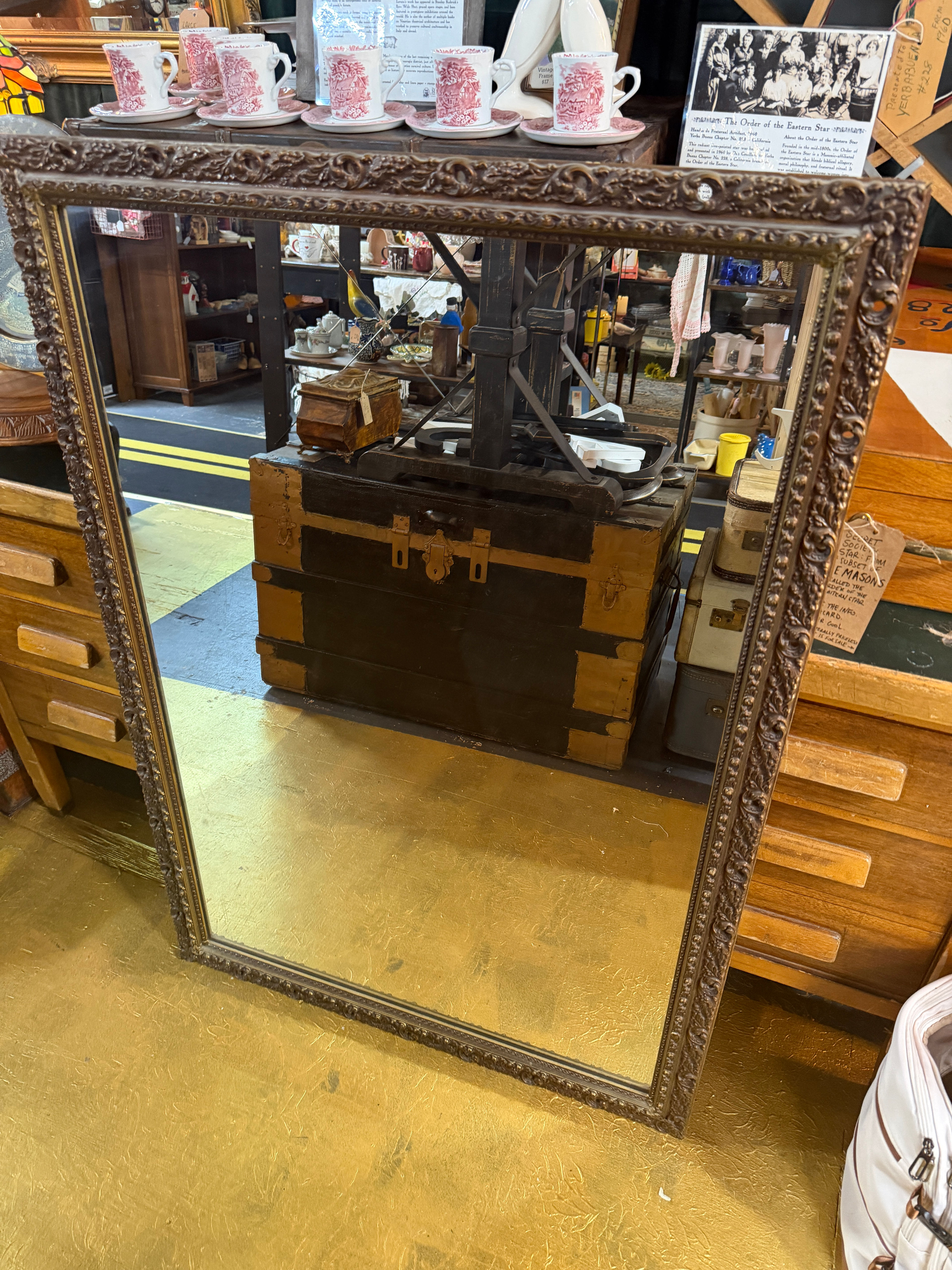 Very Large Ornate Gold Framed Wall Mirror - Junkee Reno
