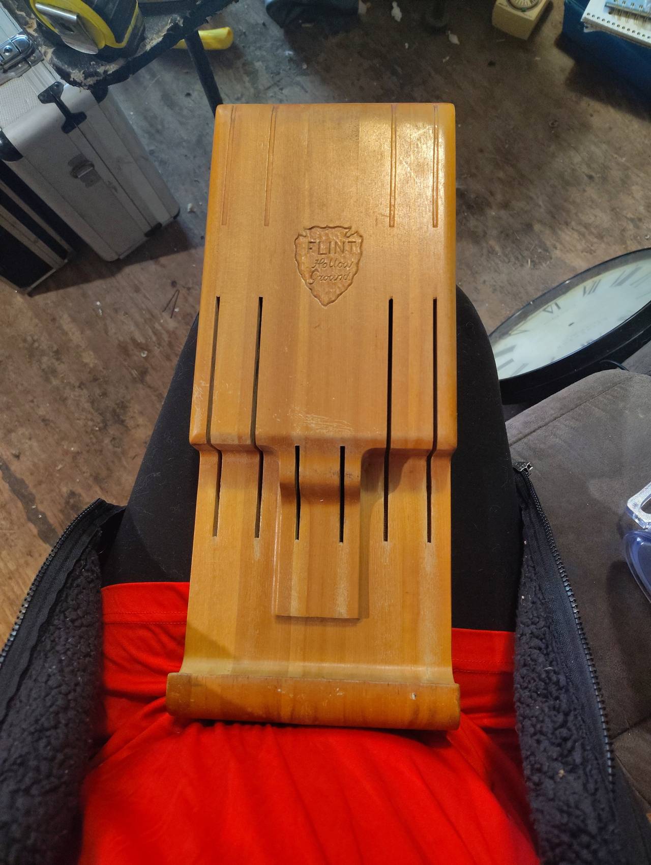 Ekco Flint Hollow Ground Wooden Knife Block Holder