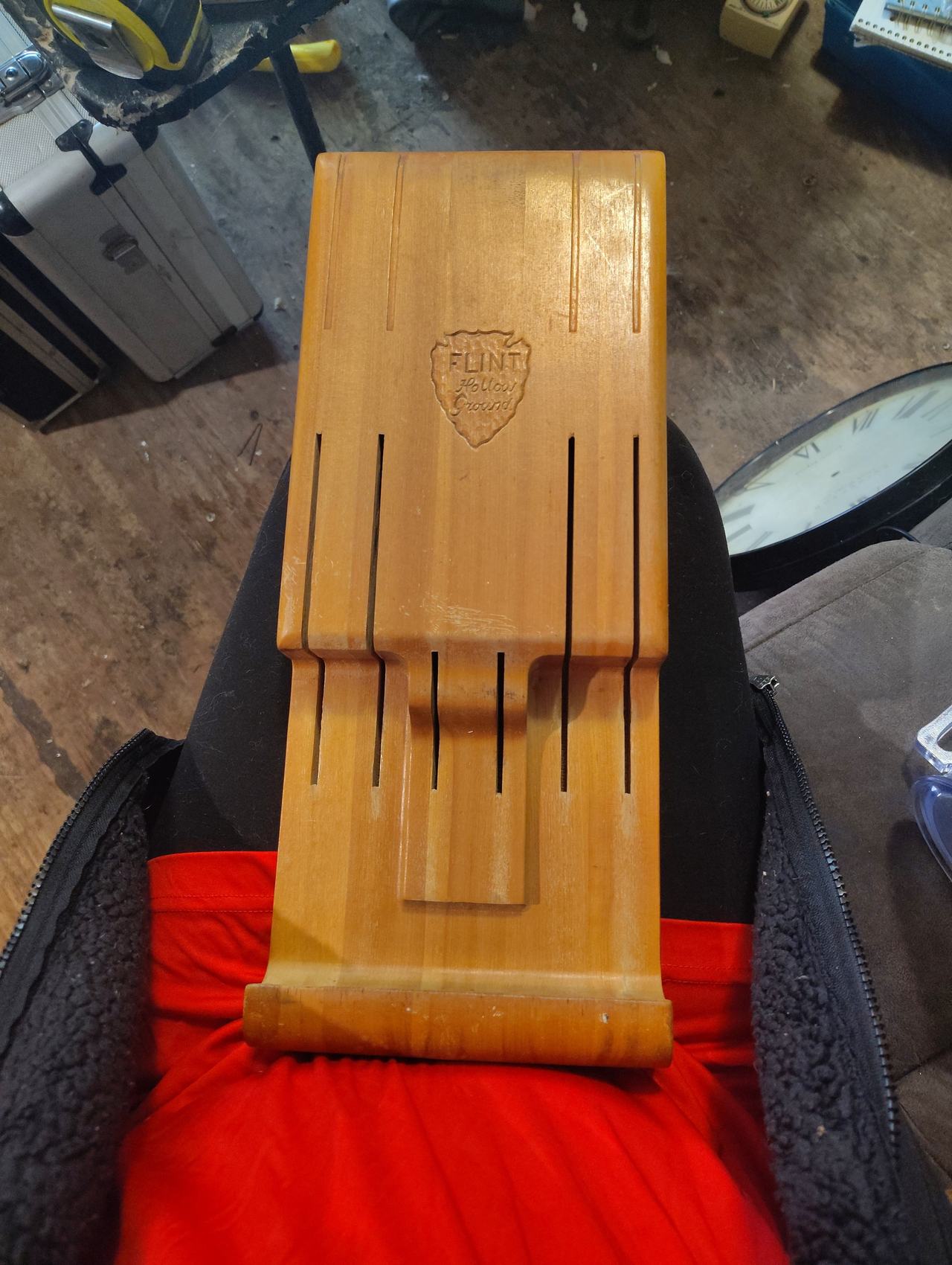 Ekco Flint Hollow Ground Wooden Knife Block Holder