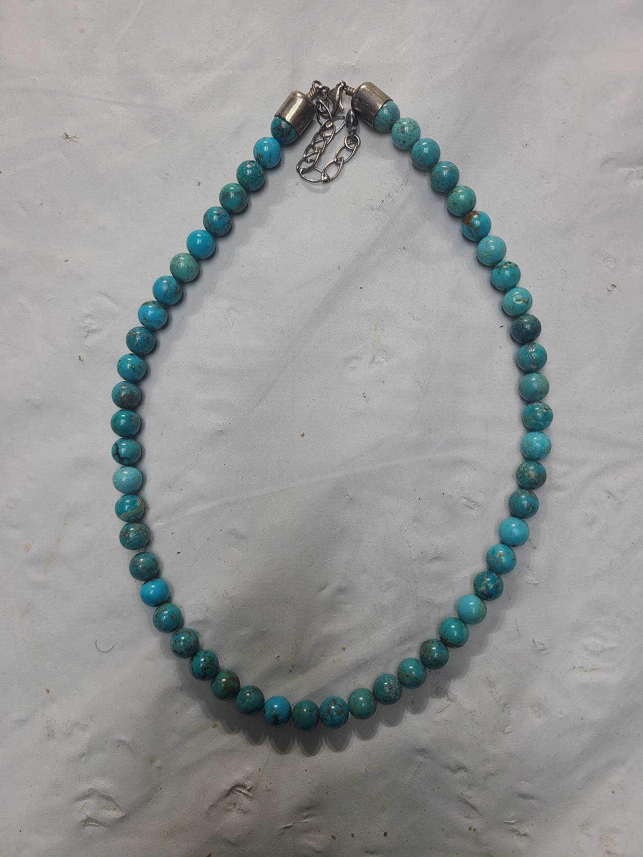 Turquoise Bead Necklace with Silver-Tone Clasp