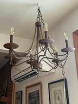 Rustic 6-Light Wrought Iron Twisted Rope Chandelier - Image 2