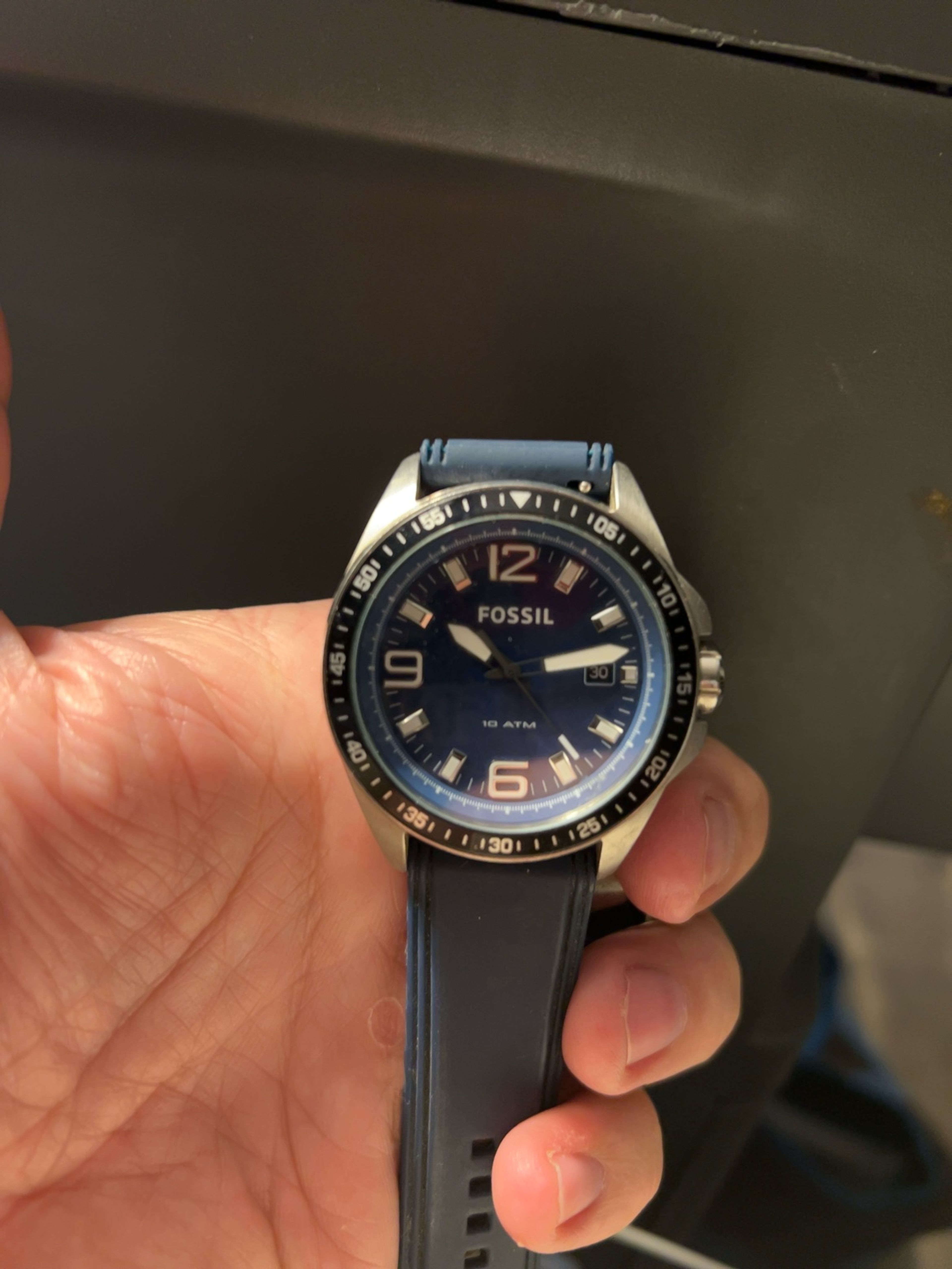 Fossil AM4355 Classic Black Dial 44mm Silicone Band