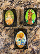 Set of 3 Russian Style Lacquer Trinket Boxes - Image 1