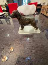 Antique Bronze Retriever Dog Statue on Black Marble Base - Image 1