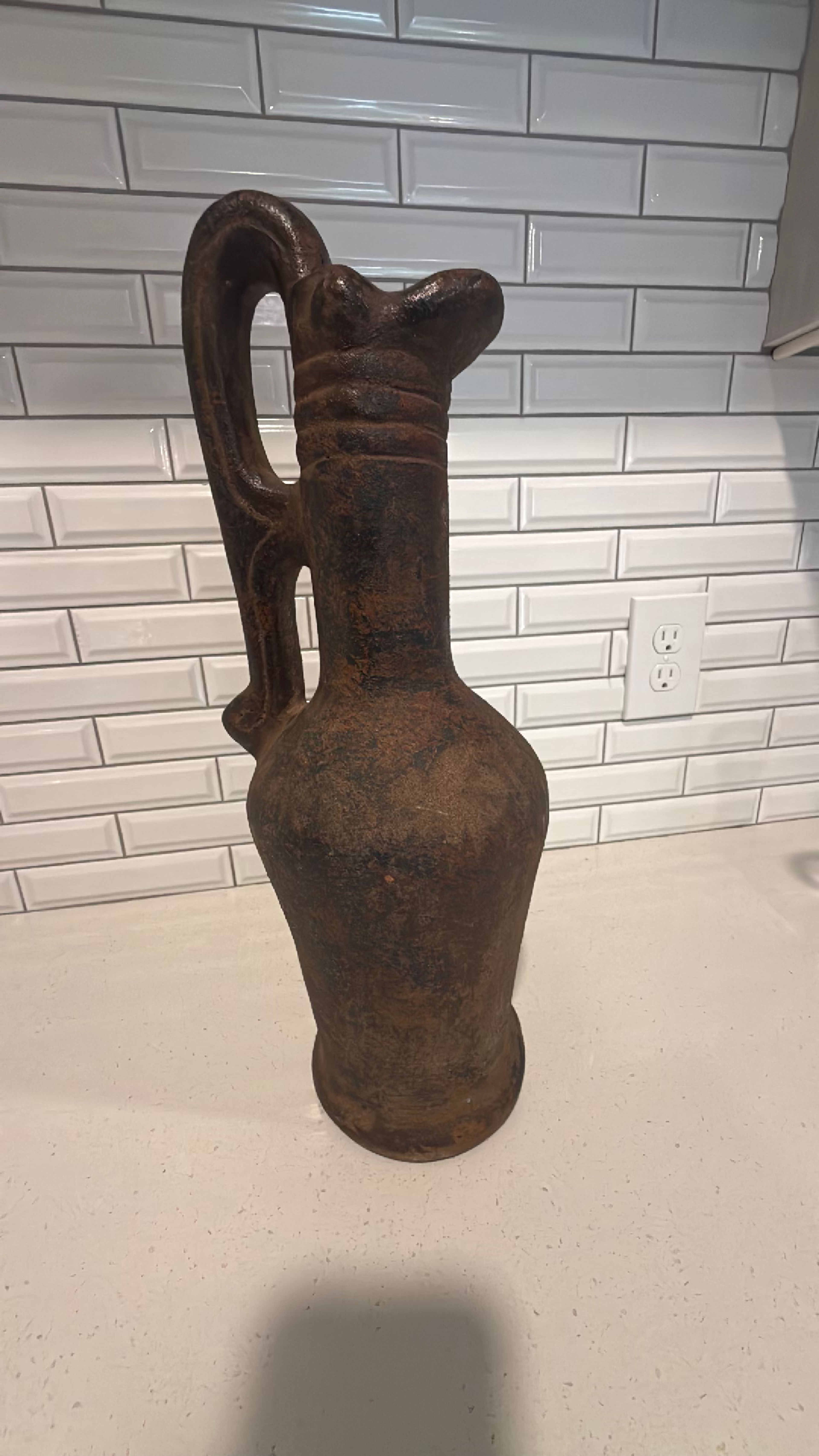 Vintage Rustic Clay Pottery Jug - Image 4