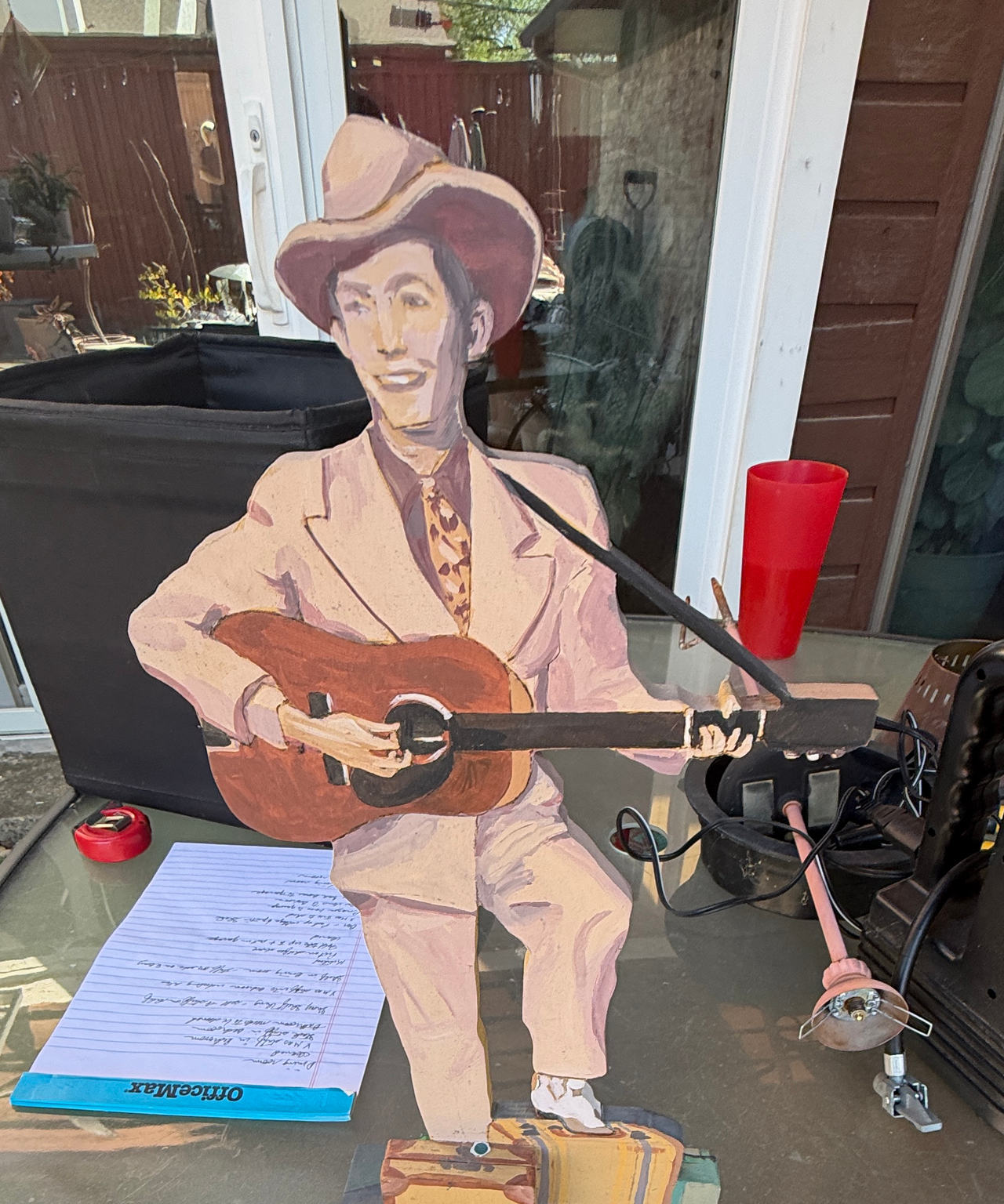 Hank Williams Hand Painted Wooden Folk Art Cutout