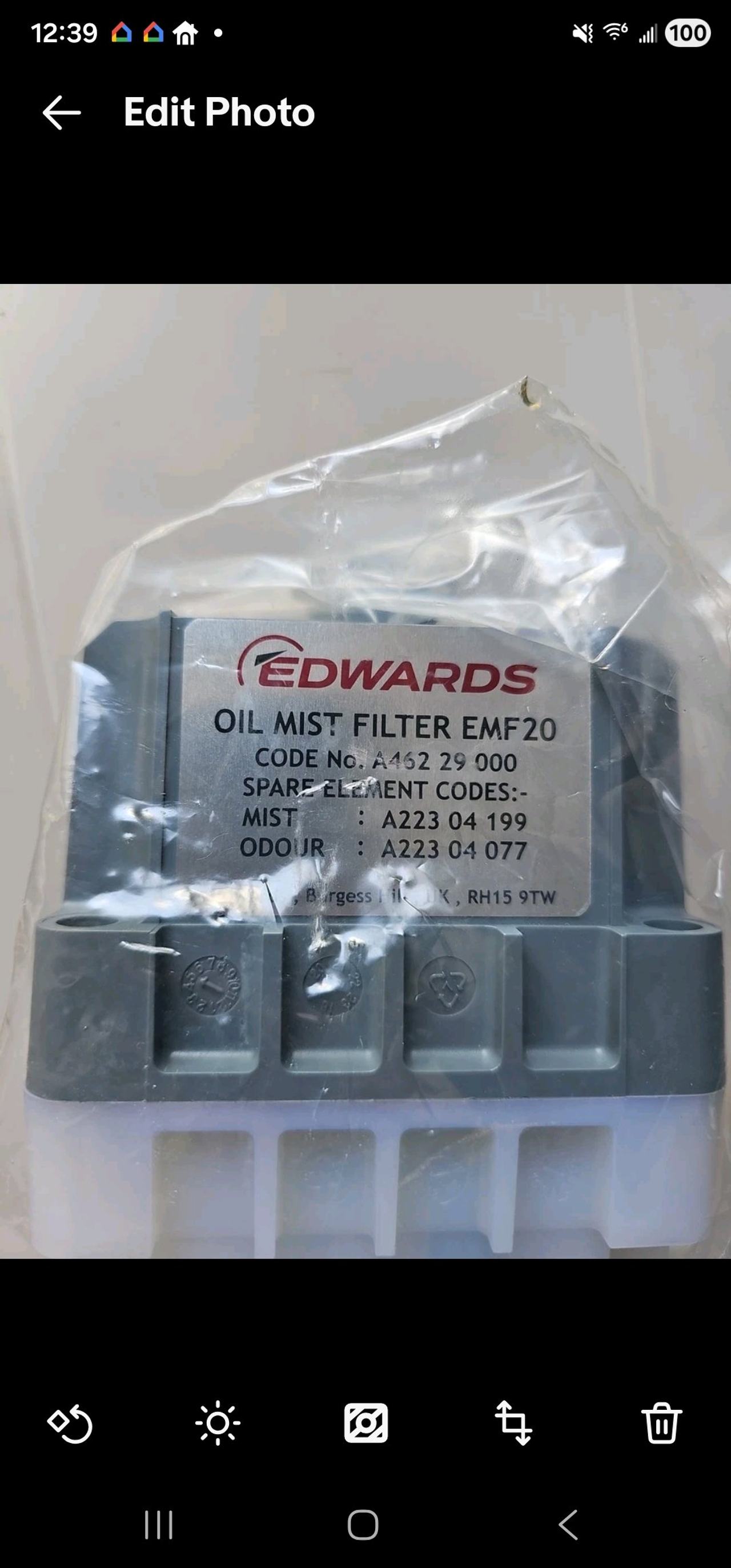 Edwards EMF20 Oil Mist Filter