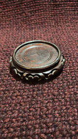 Vintage Chinese Carved 4”x1 1/4” Wood Vase Stand - Image 1