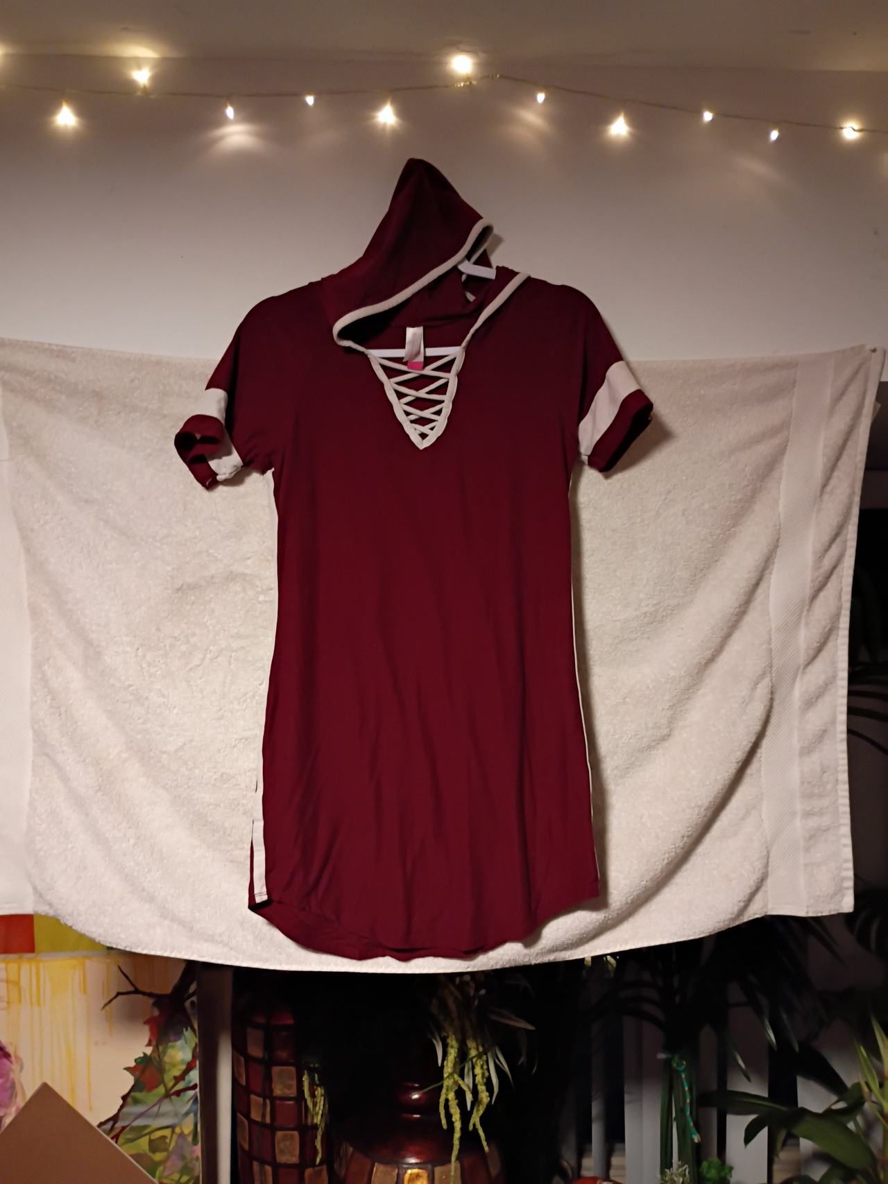 No Boundaries Lace-Up Hooded T-Shirt Dress