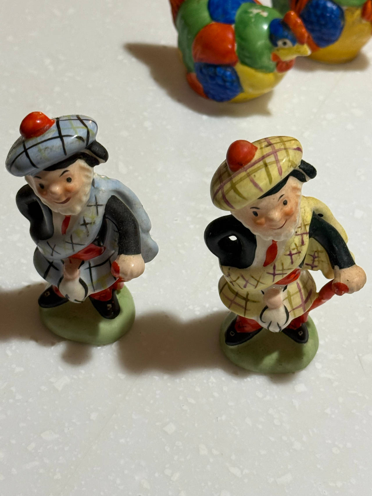 Vintage Ceramic Scottish Bagpiper Figurines