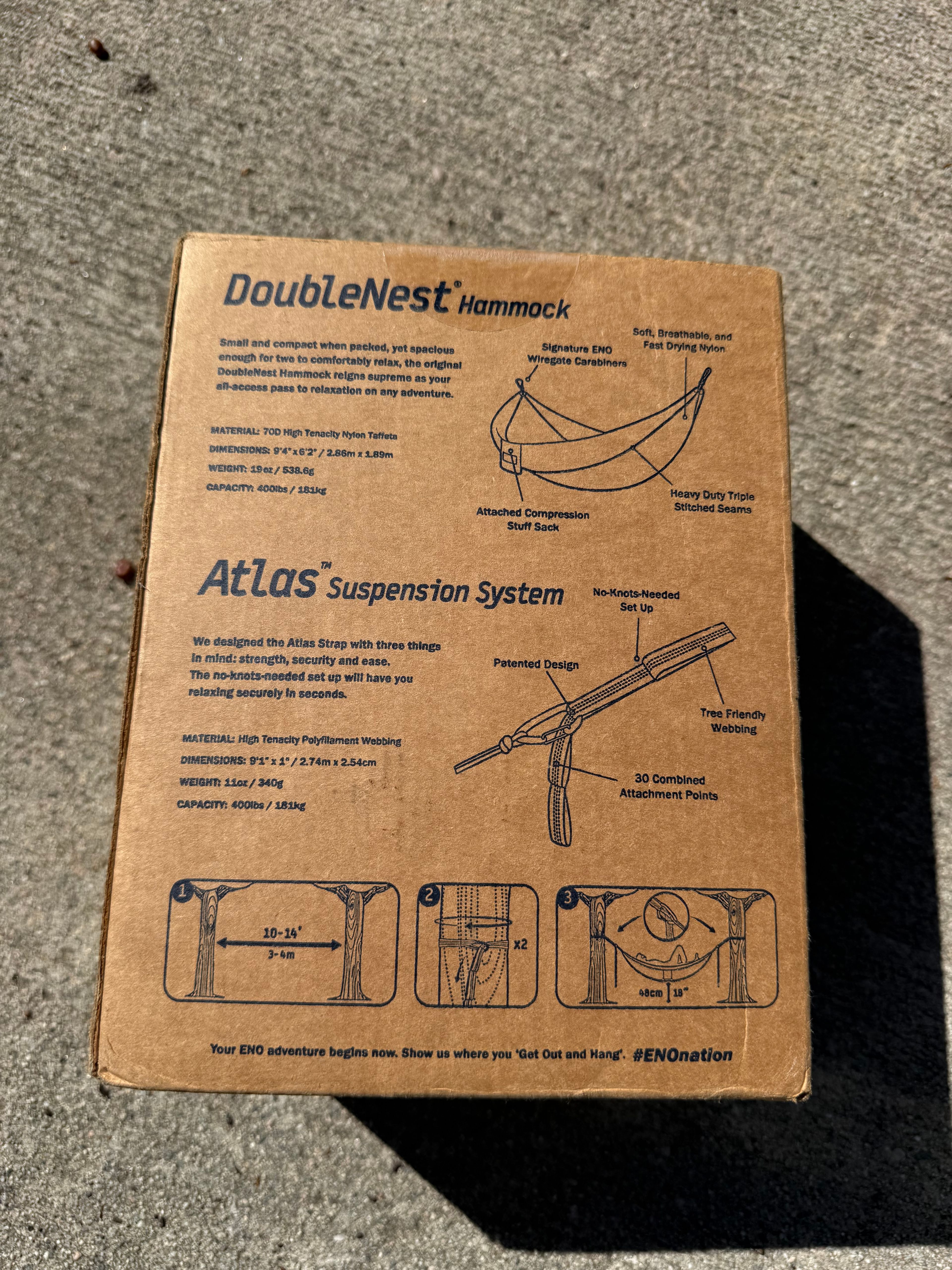 ENO DoubleNest Hammock + Straps Combo with Atlas Suspension System - Image 4