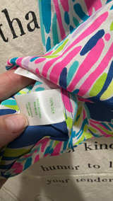 Lilly Pulitzer Dusk Silk Tank Top Indigo Palm Reader Print: Medium - Image 4