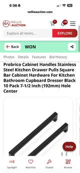 Probrico Black Stainless Steel Square Bar Cabinet Handles 10 Pack - Image 1