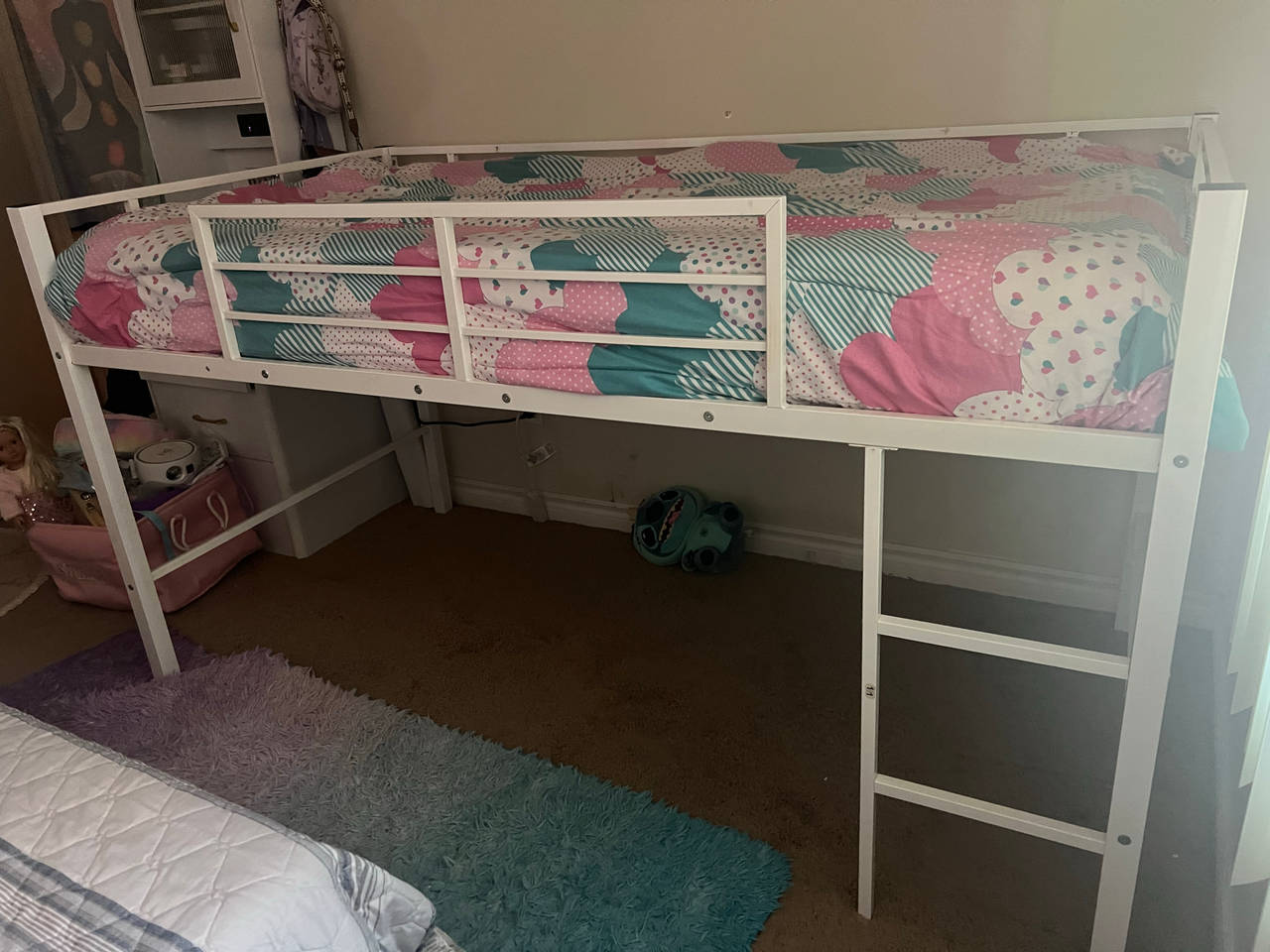 Kids Metal Loft Bed with slide