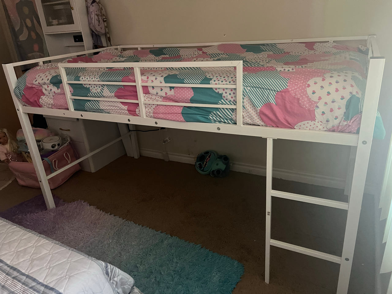 Kids Metal Loft Bed with slide