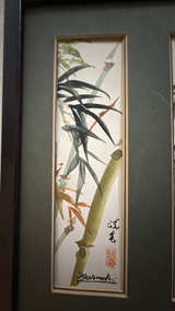 Original Bamboo Ink Painting Framed Green - Image 2