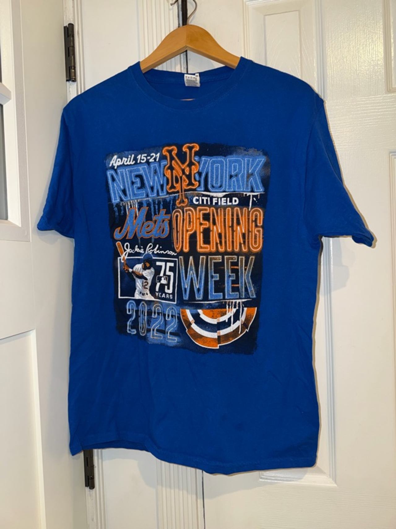 New York Mets Jackie Robinson Blue T-Shirt NY Baseball Tee Large