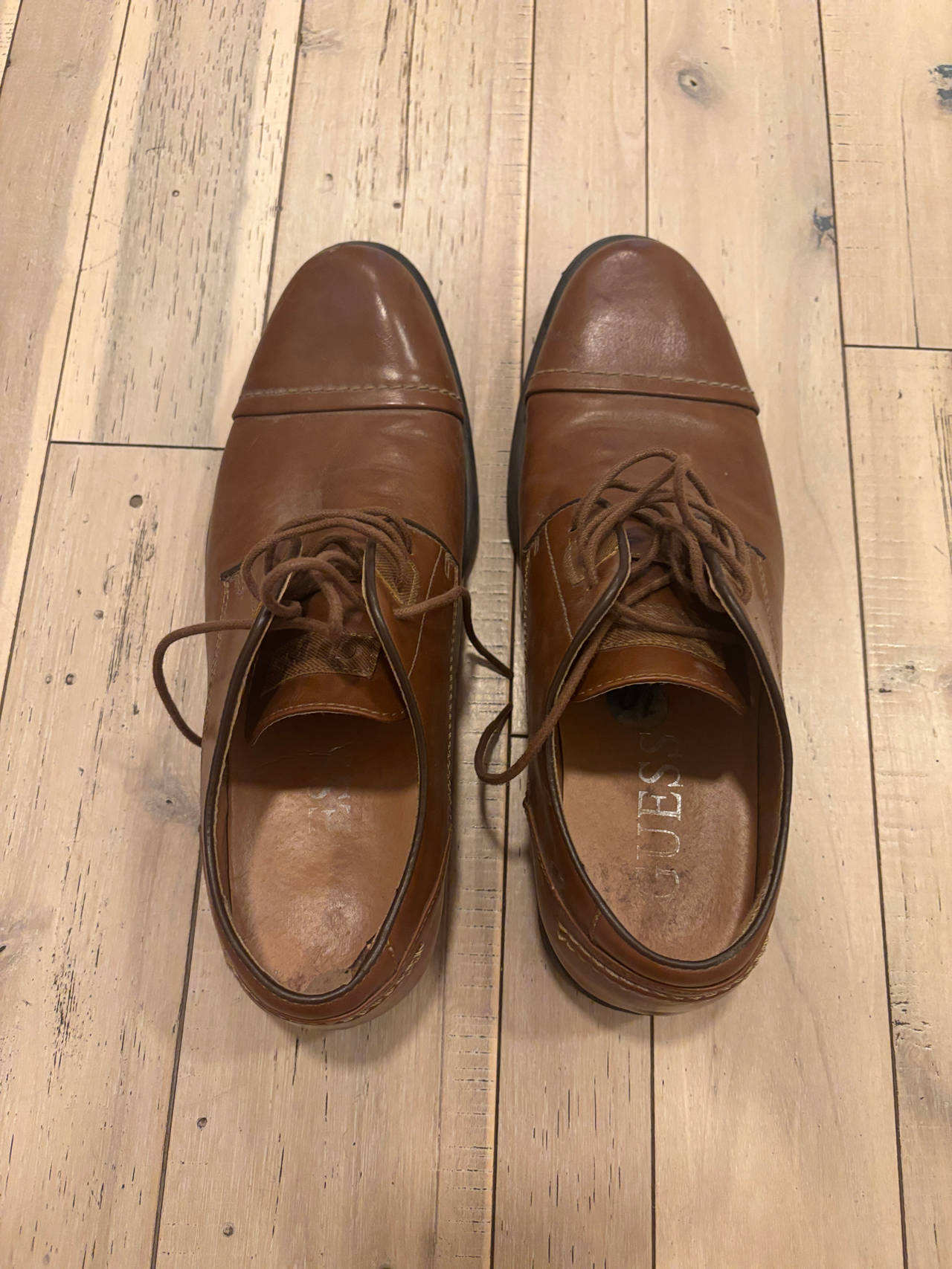 Guess Men's Brown Leather Dress Shoes