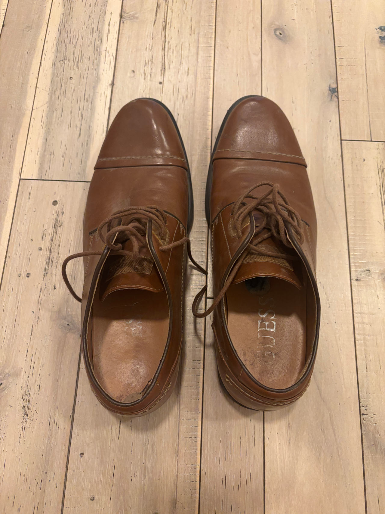 Guess Men's Brown Leather Dress Shoes